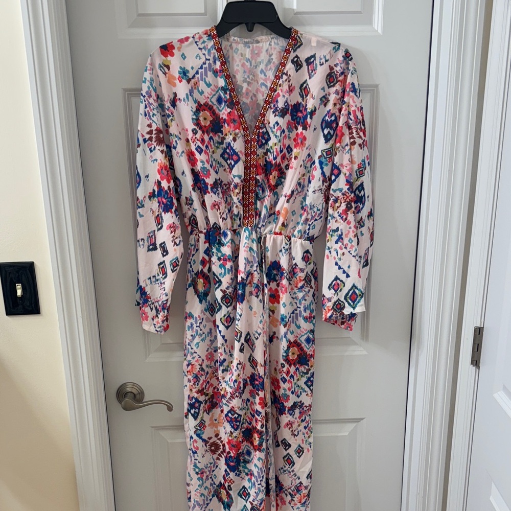 Floral Long Sleeve Robe dress